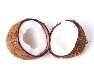 Beyaz arka planda hindistan cevizi