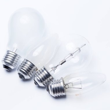 Light bulbs on bright with white background.