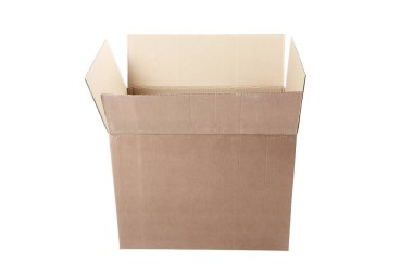 beyaz arkaplanda karton kutu