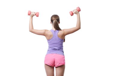 Antrenman yapıyorum. Spor salonundaki kadın.