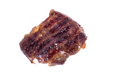 Beyaz arka planda ızgara biftek.