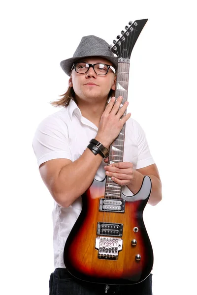 Young Attractive Man Guitar — Stock Photo, Image