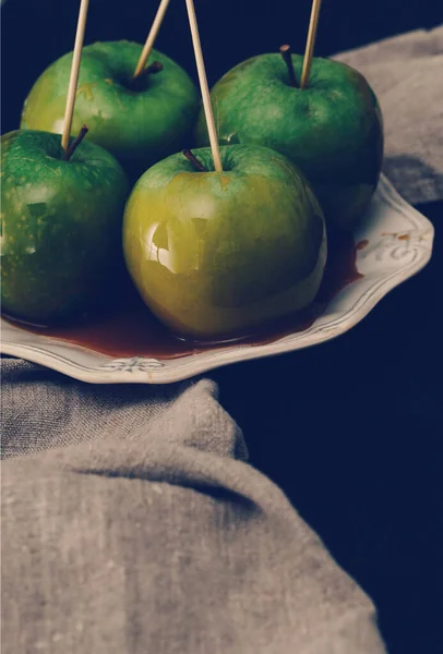 Φαγητό Λαχταριστά Μήλα Καραμέλα — Φωτογραφία Αρχείου