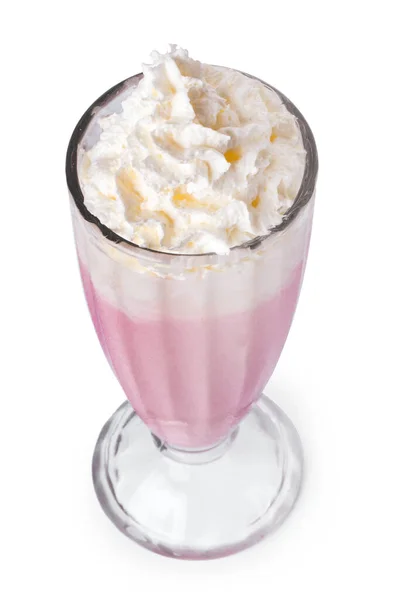 Delicious Strawberry Milkshake White Background — Stock Photo, Image