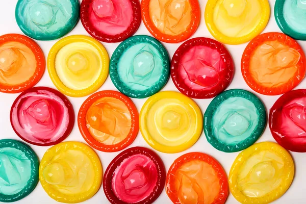 Colorful Condoms White Background — Stock Photo, Image