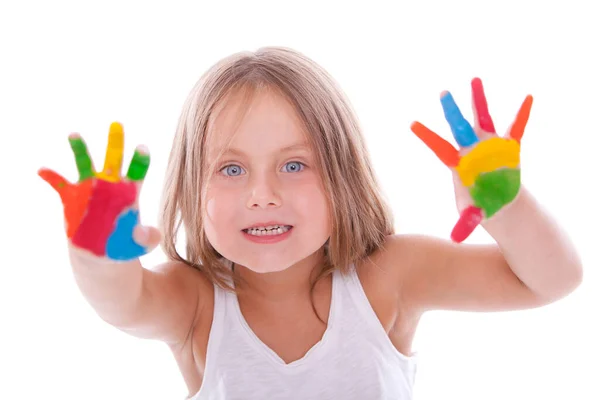 Portrait Cute Happy Girl Studio — Stock Photo, Image