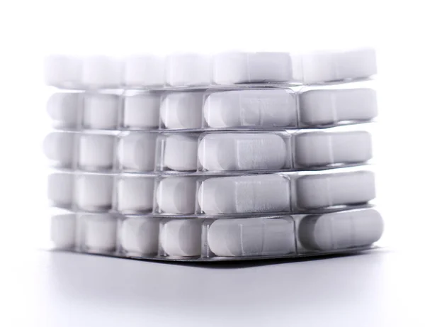 Pacote Pílulas Sobre Backgound Branco — Fotografia de Stock