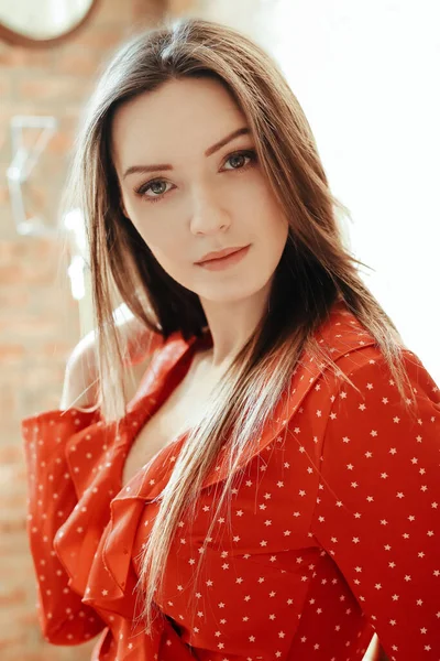 Beautiful Woman Red Dress — Stock Photo, Image