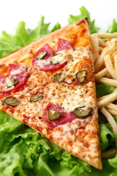 Vista Vicino Della Pizza Fresca Molto Gustosa — Foto Stock