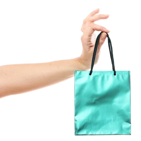 Small Shopping Bag Hand White Background — Stock Photo, Image