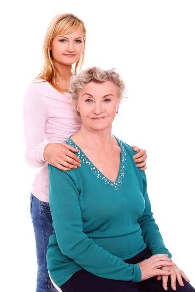 Mulher Idosa Feliz Com Neta Conceito Família — Fotografia de Stock