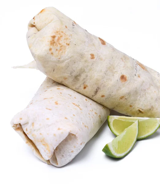 Delicioso Burrito Sobre Fondo Blanco — Foto de Stock