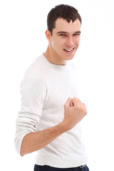 Jeune Homme Posant Sur Fond Blanc — Photo
