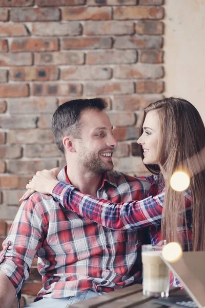 Liefde Schattig Stel Het Café — Stockfoto