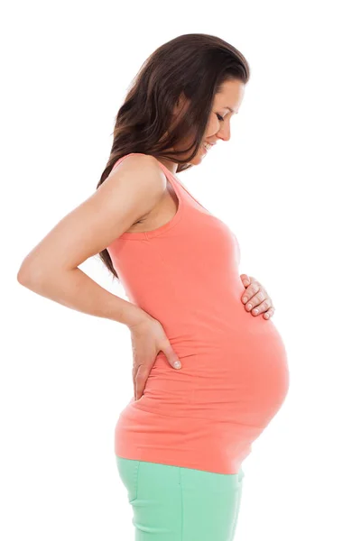 Beautiful Pregnant Woman Isolated White Background Stock Picture