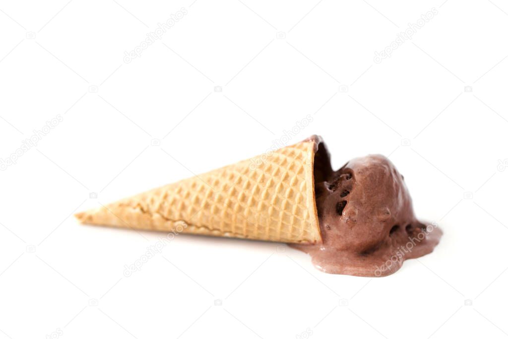 Chocolate icecream on a white background