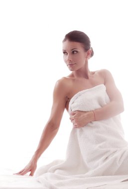 Kaplıca salonundaki güzel kadın