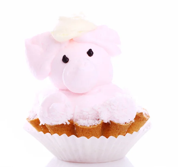 Fresh Tasty Cake Form Pig Isolated White — Stock Photo, Image