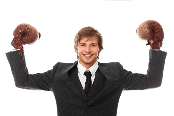 Retrato Jovem Empresário Bem Sucedido Fundo Branco — Fotografia de Stock