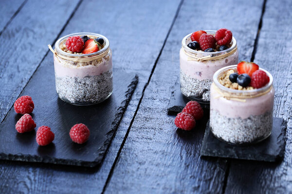 Delicious dessert with berries