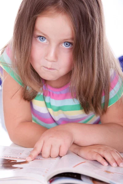 Portrait Cute Happy Girl Studio — Stock Photo, Image