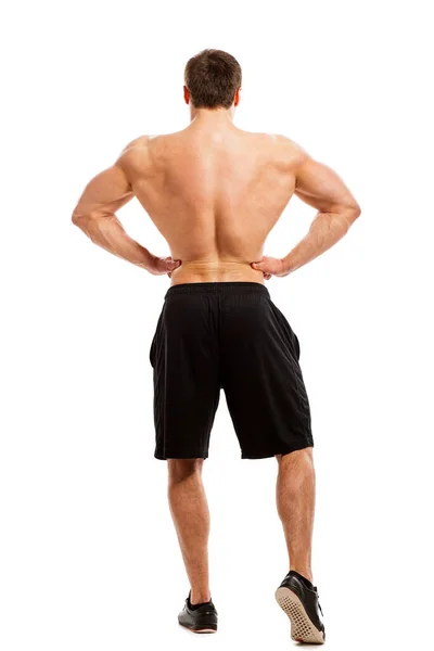 Schöner Muskulöser Kerl Mit Nacktem Oberkörper Isolator Über Einem Weißen — Stockfoto