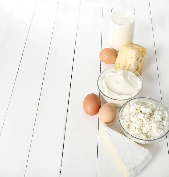 Comida Saudável Produtos Lácteos Cima Mesa — Fotografia de Stock