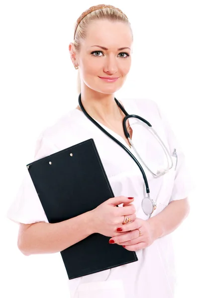 Young Doctor Assistant White Background — Stock Photo, Image