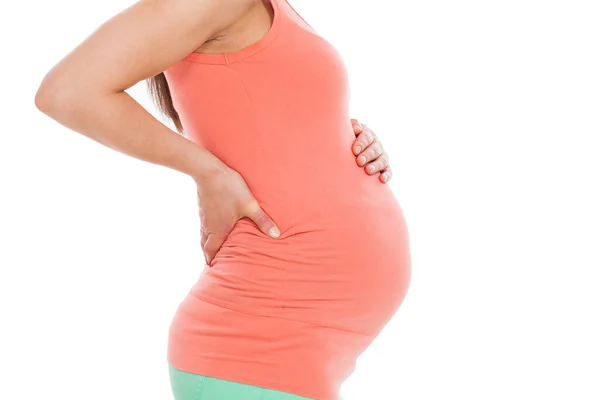 Güzel Hamile Bir Karın Beyaz Bir Arka Planda — Stok fotoğraf