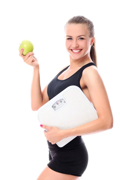 Aantrekkelijke Vrouw Poseren Wit Sport Gezond Leven Concept — Stockfoto