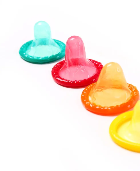 Colorful Condoms White Background — Stock Photo, Image