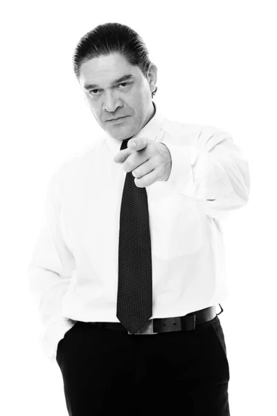 Hombre Mediana Edad Traje Posando Estudio Sobre Fondo Blanco —  Fotos de Stock