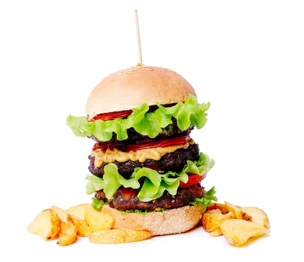Finom Hamburger Fehér Háttérrel — Stock Fotó