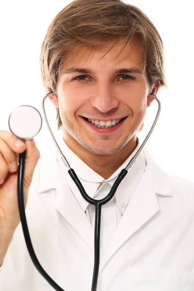 Young Handsome Doctor Portrait White — Stock Photo, Image