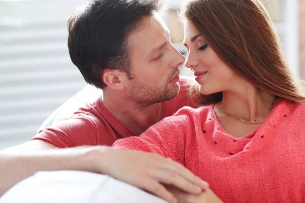 Relationship Lovely Couple Home — Stock Photo, Image