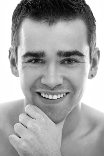 Retrato Facial Homem Jovem Bonito Estúdio — Fotografia de Stock