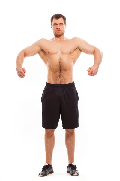 Handsome Muscular Guy Naked Torso Isolater White Background — Stock Photo, Image