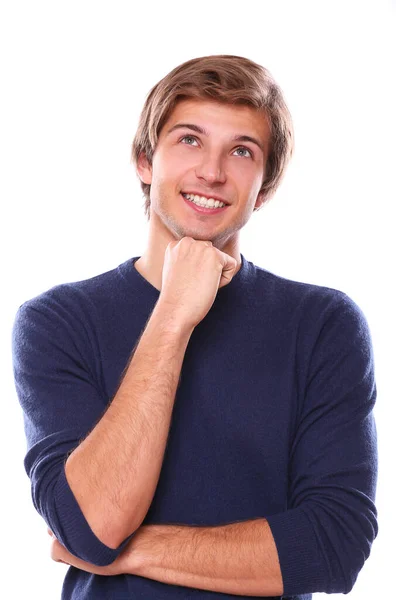 Sexy Handsome Man Posing White Background — Stock Photo, Image