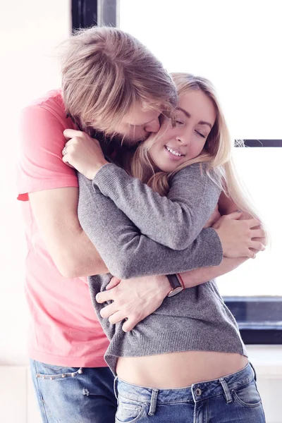 Amor Relación Hermosa Pareja Casa — Foto de Stock