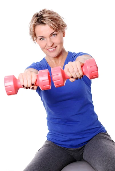 Frau Mittleren Alters Posiert Sport Und Gesundes Lebenskonzept — Stockfoto