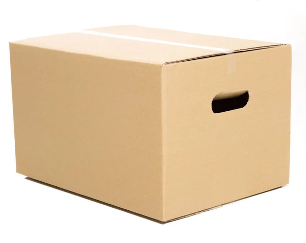 Одна Закрытая Коробка Белом Фоне — стоковое фото