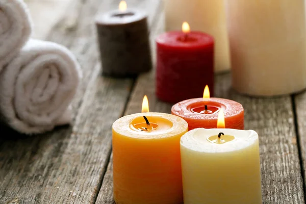 Aromaterapia Candele Oggetti Spa Tavola — Foto Stock