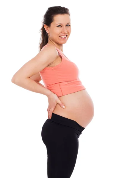 Hermosa Mujer Embarazada Aislada Sobre Fondo Blanco —  Fotos de Stock
