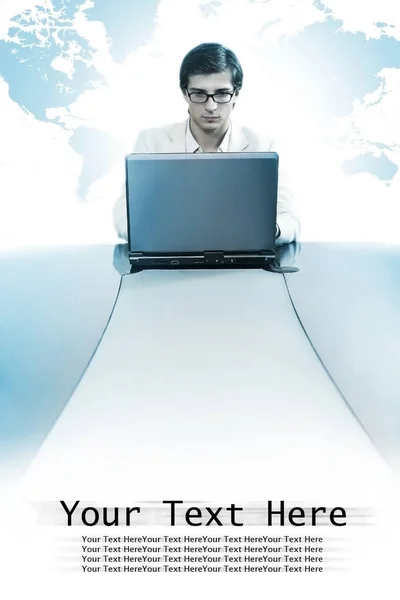 Young Businessman Laptop — Stock Photo, Image