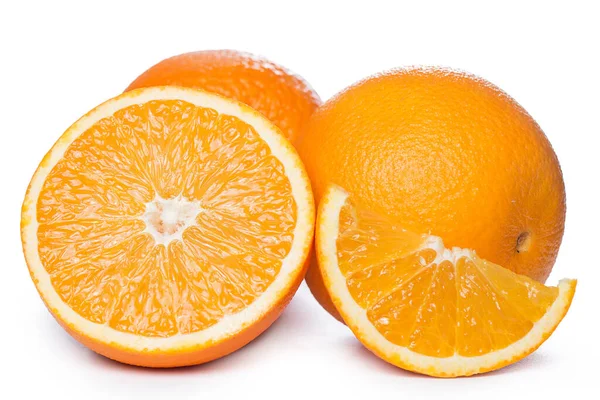 Some Sliced Whole Oranges Together White Background — Stock Photo, Image