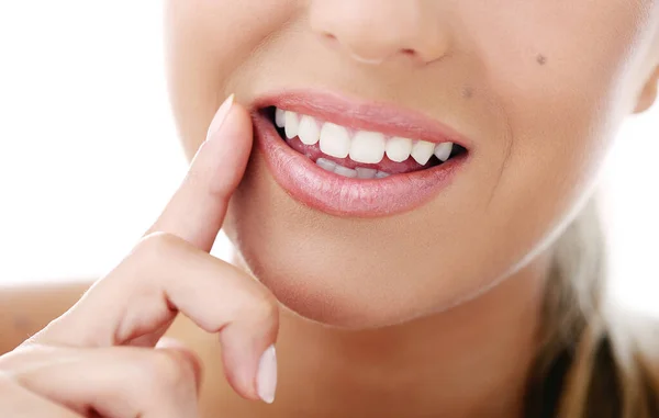 Imagem Perto Uma Mulher Sorrindo — Fotografia de Stock