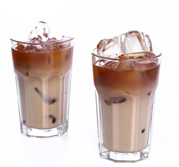 Glas Kalten Kaffees Auf Weißem Hintergrund — Stockfoto