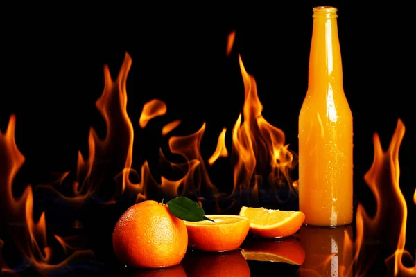 Gorący Pomarańczowy Napój Ogniem — Zdjęcie stockowe