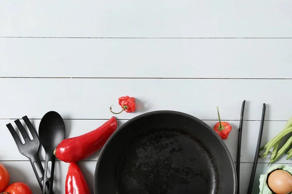 Frigideira Com Legumes Mesa — Fotografia de Stock