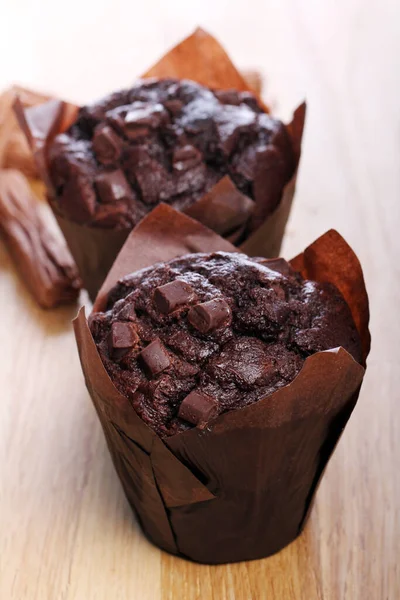 Nahaufnahme Von Schokolade Cupcake — Stockfoto